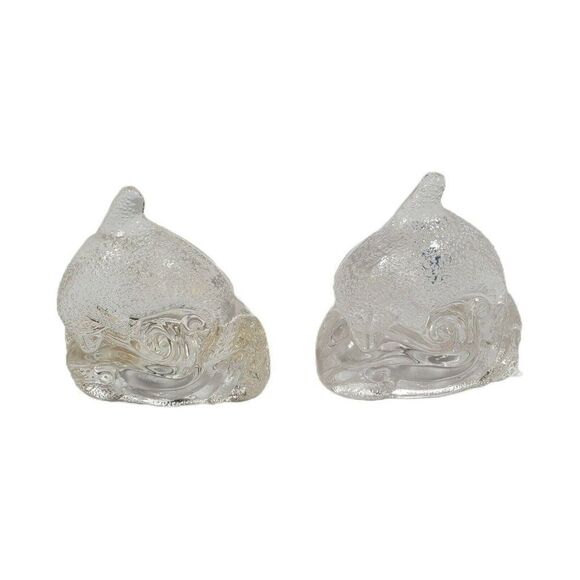 PartyLite Tea Light Dolphin Candle Holders Glass 4" Nautical Decor Pair Set 2 - Picture 1 of 6